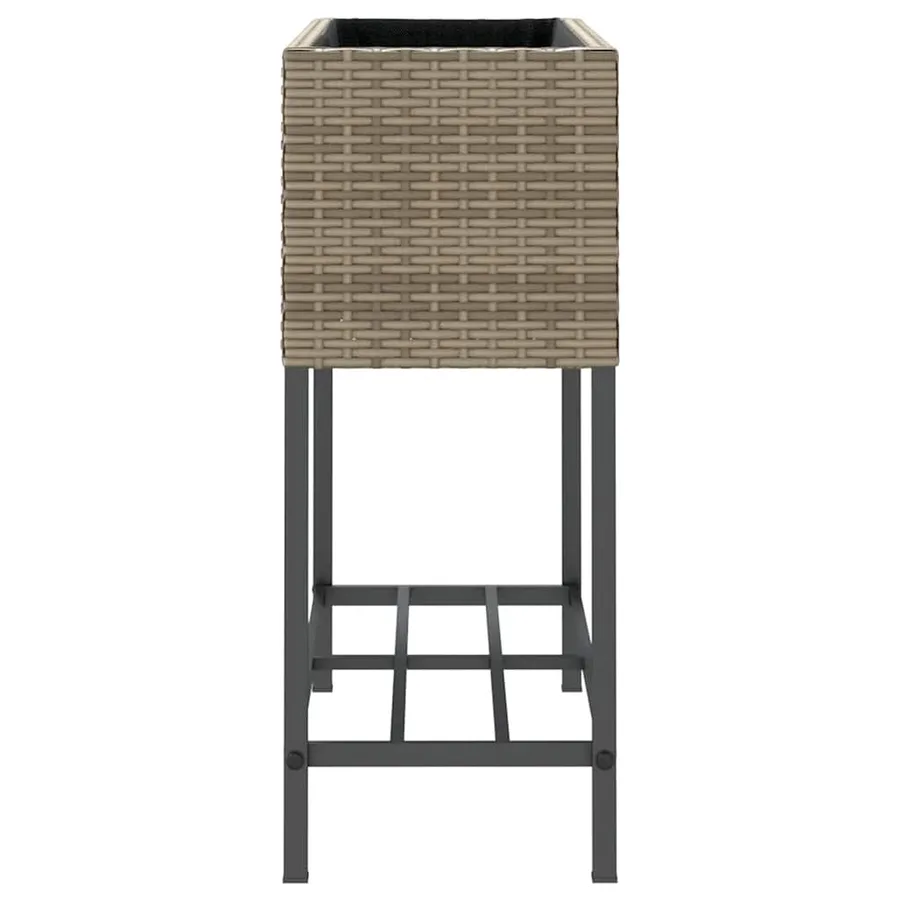 Jardinière avec étagère gris résine tressée - 6