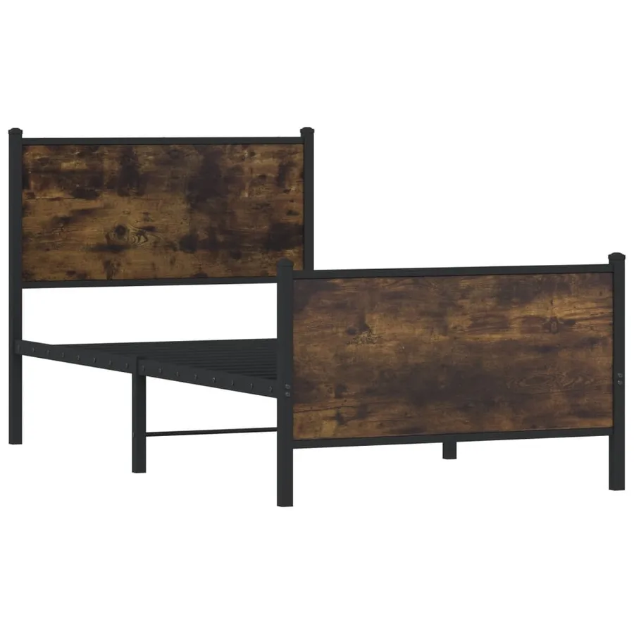 Cadre de lit en métal sans matelas chêne fumé 75x190 cm - 3