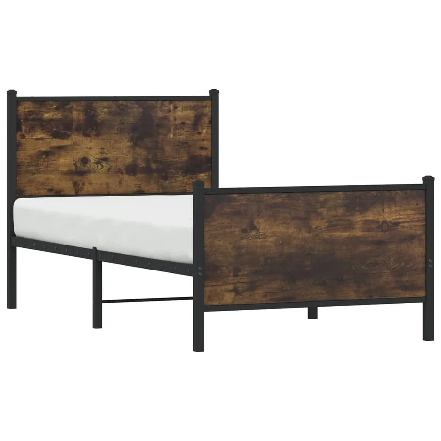 Cadre de lit en métal sans matelas chêne fumé 75x190 cm - 4