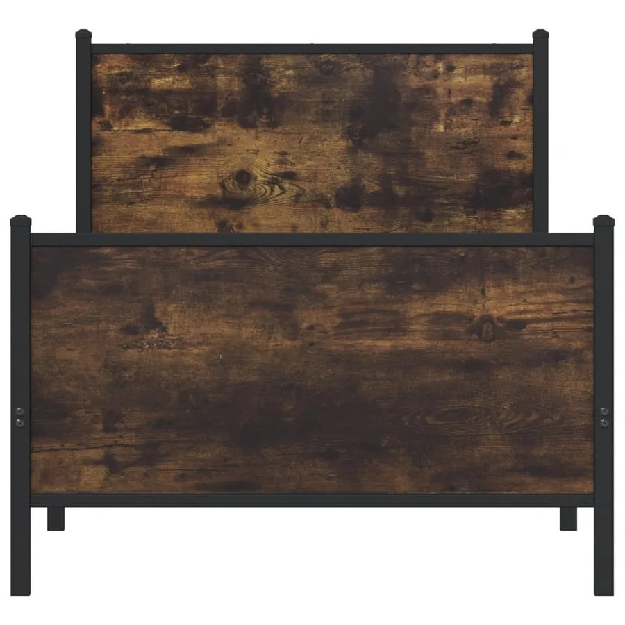 Cadre de lit en métal sans matelas chêne fumé 75x190 cm - 5