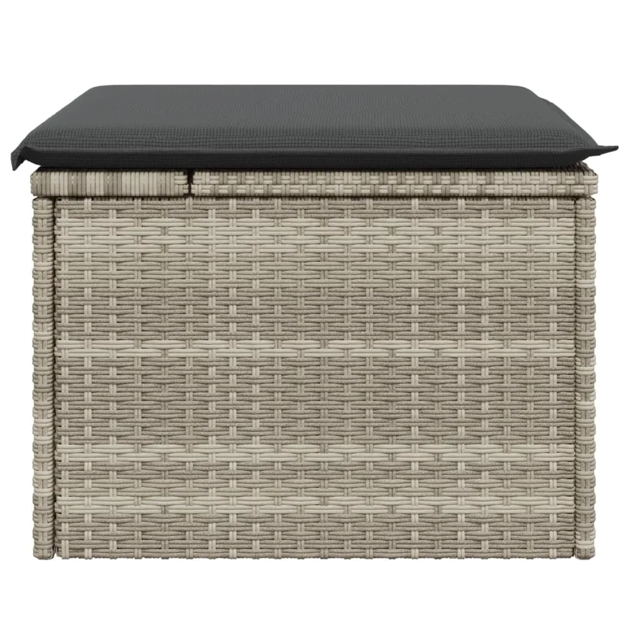 Tabouret de jardin coussin gris clair 55x55x37cm résine tressée - 4