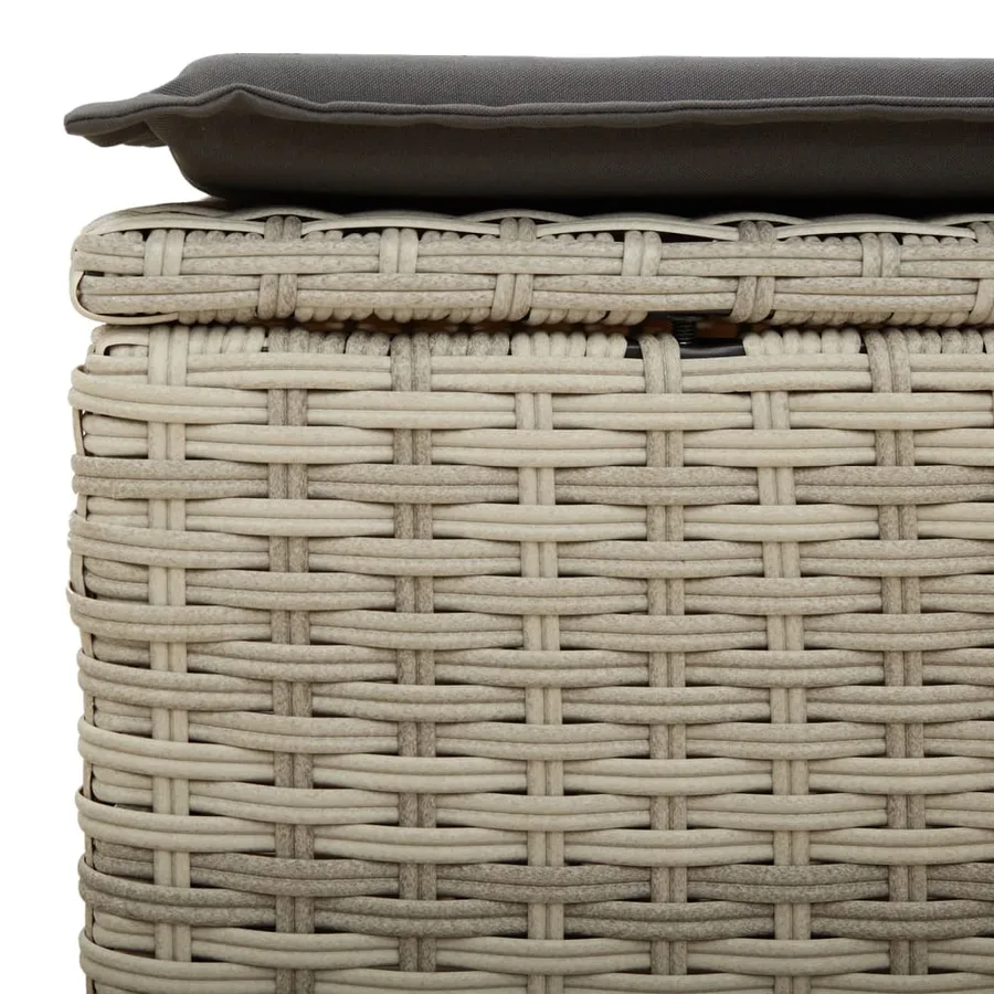 Tabouret de jardin coussin gris clair 55x55x37cm résine tressée - 7
