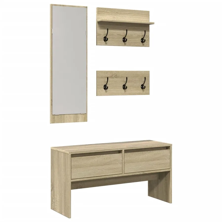 Ensemble de meubles de couloir 4 pcs chêne sonoma - 2