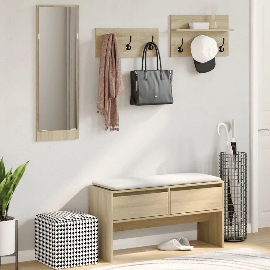 Ensemble de meubles de couloir 4 pcs chêne sonoma - 3