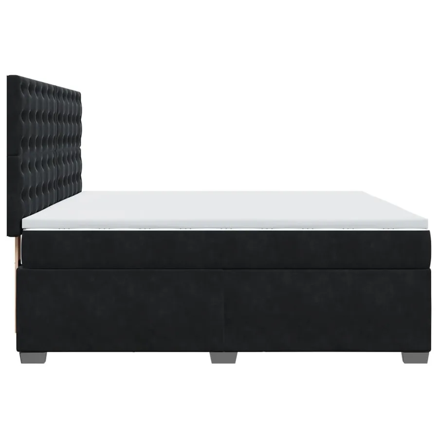 Sommier à lattes de lit et matelas Noir 200x200 cm Velours - 11