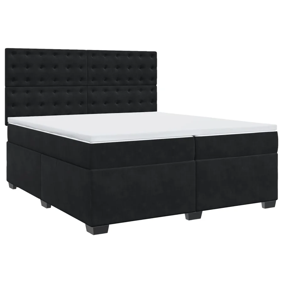 Sommier à lattes de lit et matelas Noir 200x200 cm Velours - 3