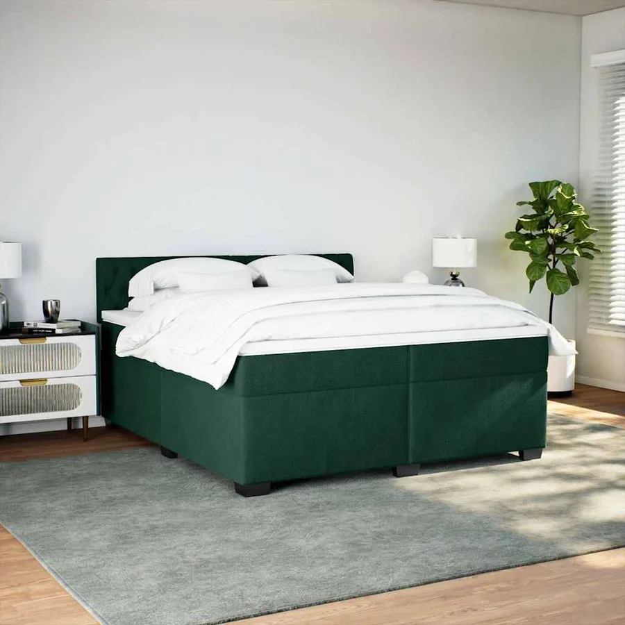 Sommier à lattes de lit et matelas Vert foncé 200x200cm Velours - 3