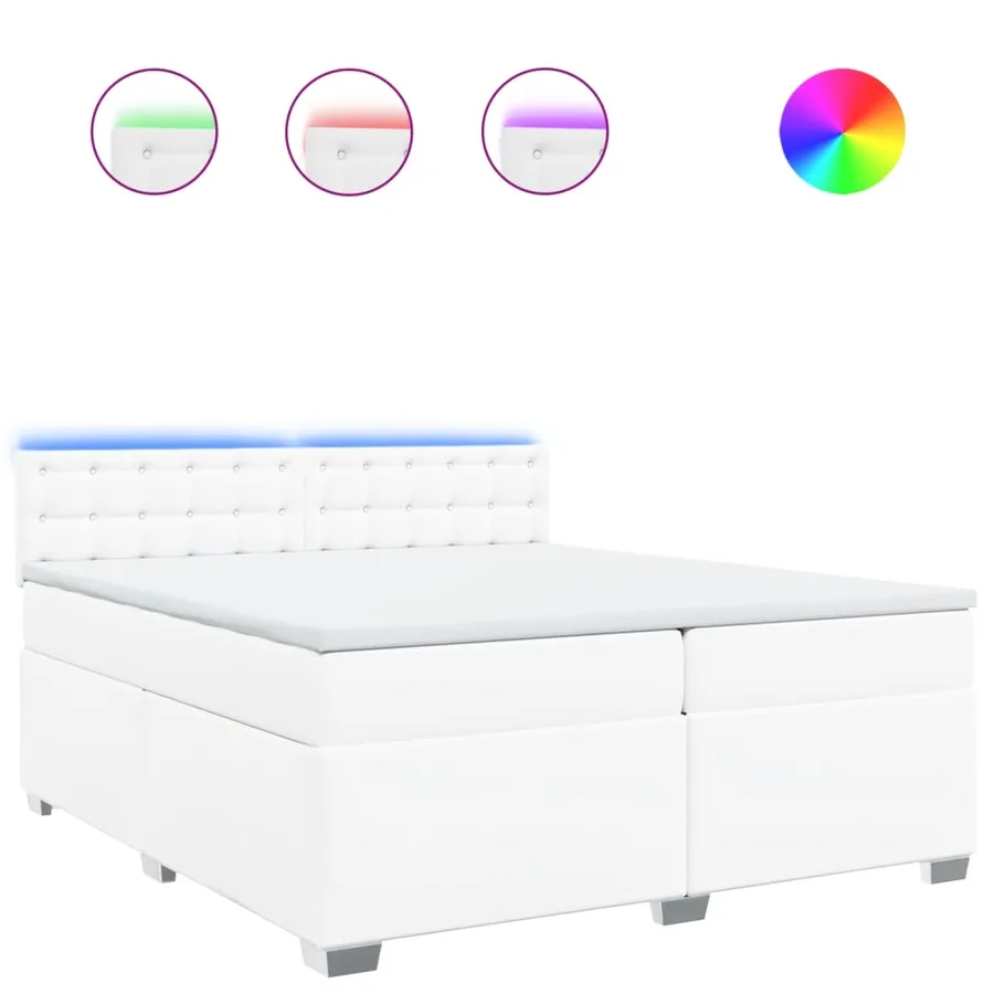 Sommier à lattes de lit avec matelas Blanc 200x200cm Similicuir - 2