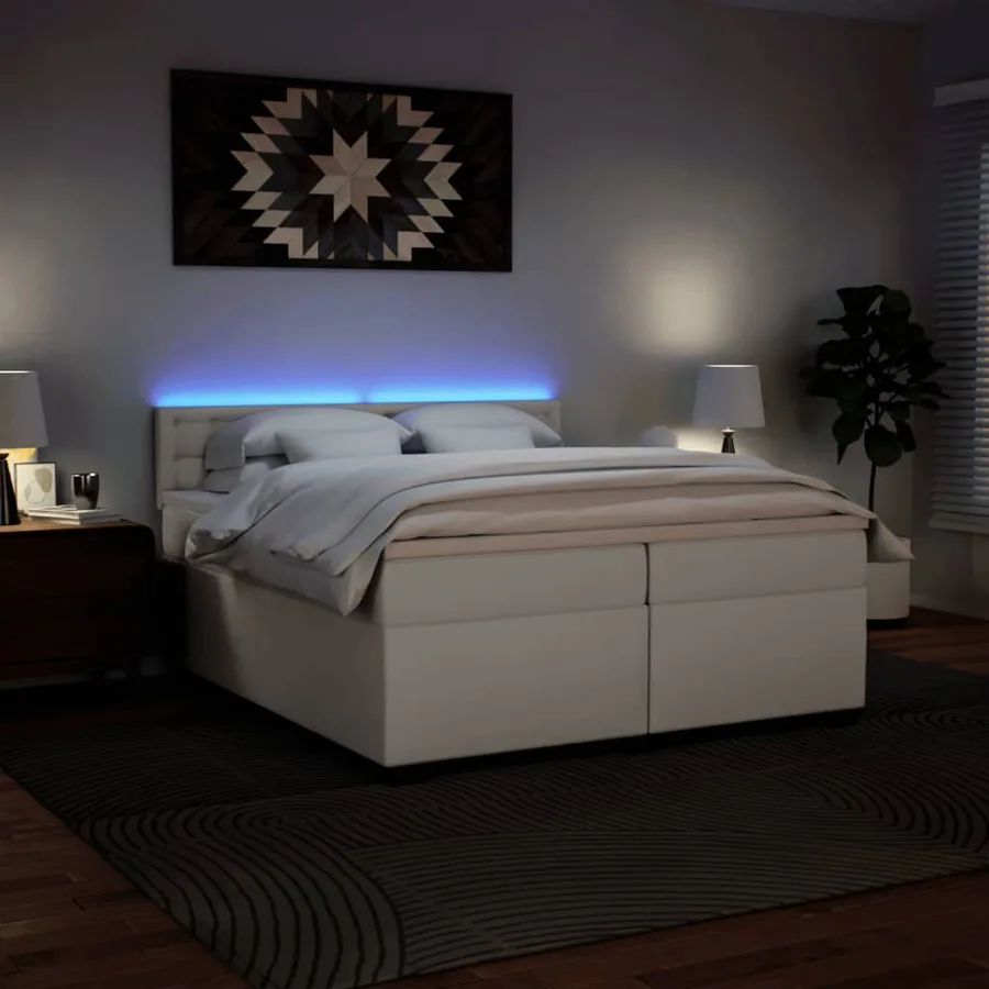 Sommier à lattes de lit avec matelas Blanc 200x200cm Similicuir - 5