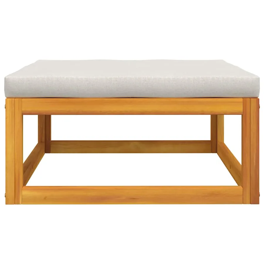 Garden footstool light grey cushion Solid acacia wood - 4