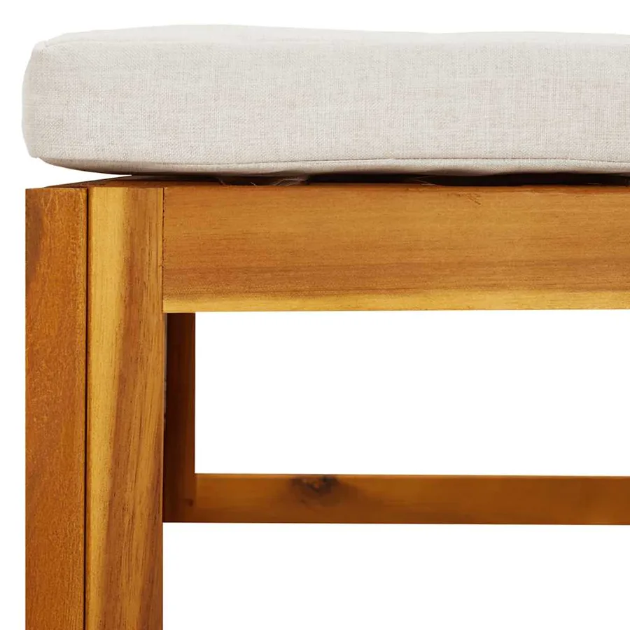 Garden footstool light grey cushion Solid acacia wood - 7