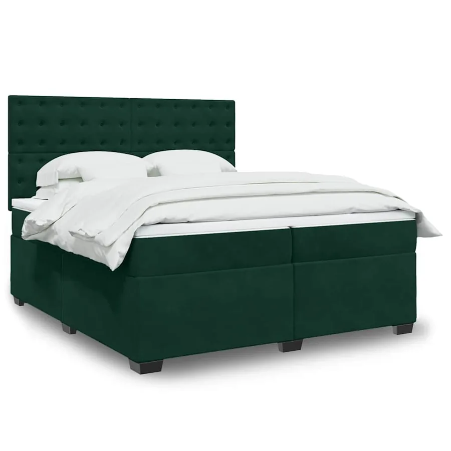 Sommier à lattes de lit et matelas Vert foncé 200x200cm Velours
