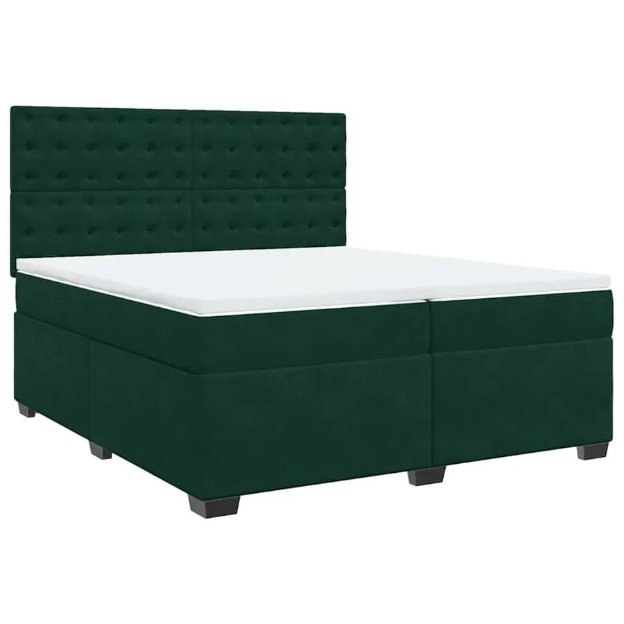 Sommier à lattes de lit et matelas Vert foncé 200x200cm Velours - 2