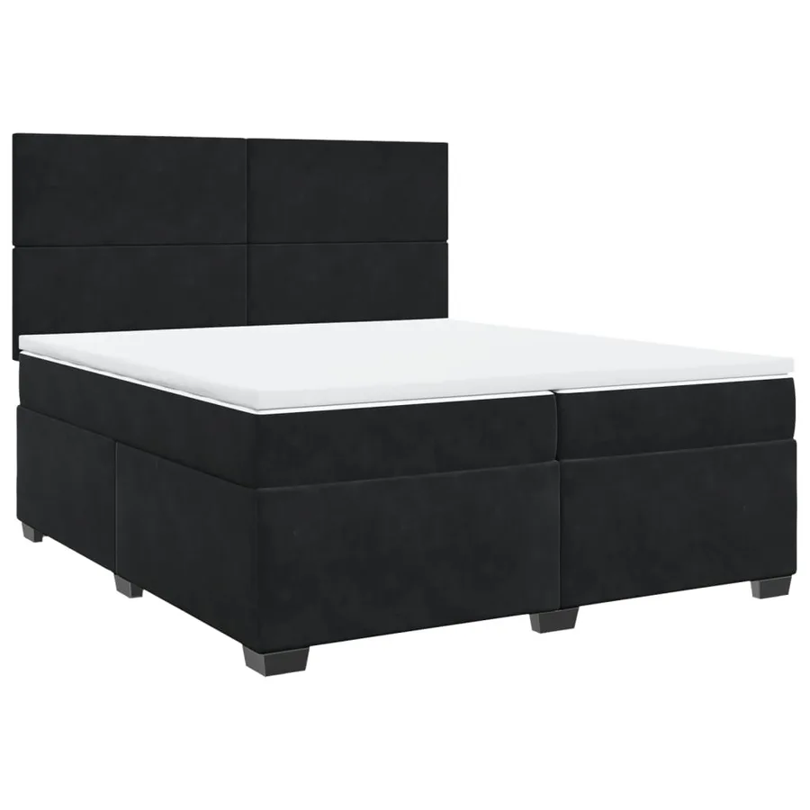 Sommier à lattes de lit et matelas Noir 200x200 cm Velours - 3