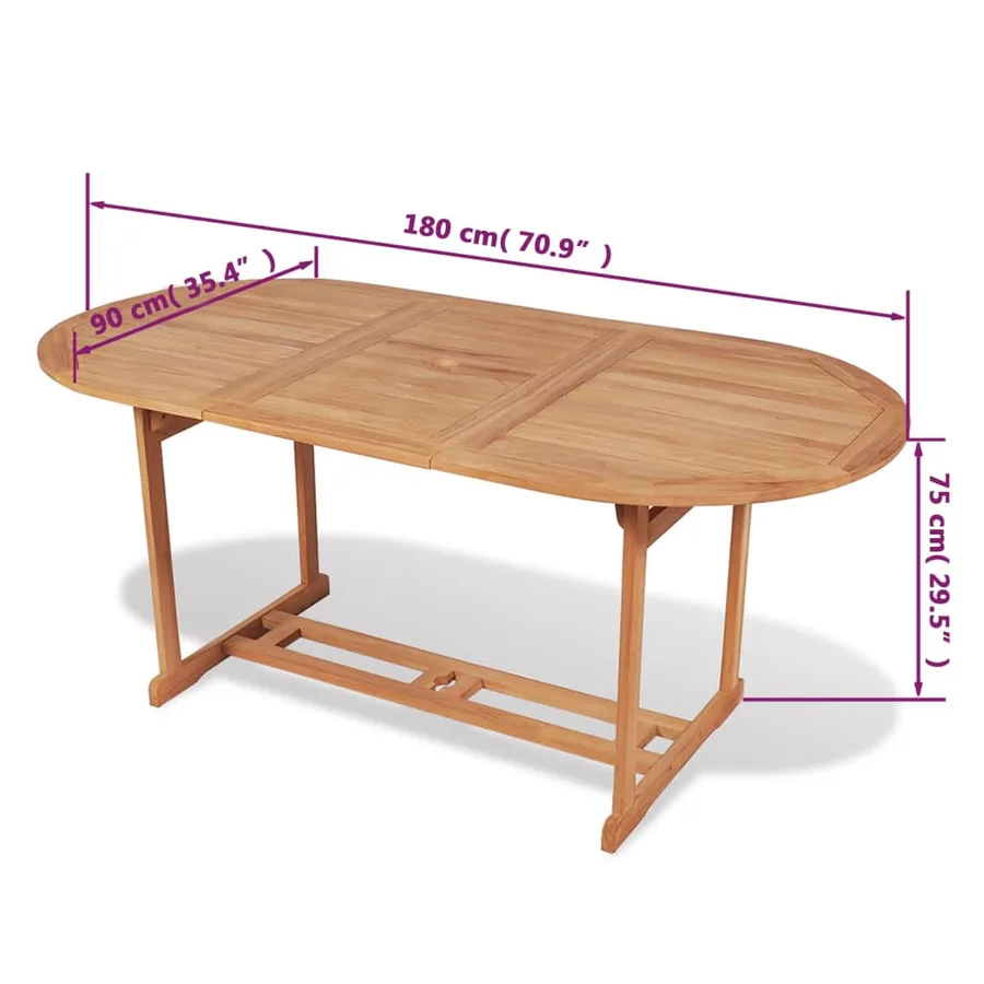 Garden table 180x90x75 cm Solid teak wood - 6