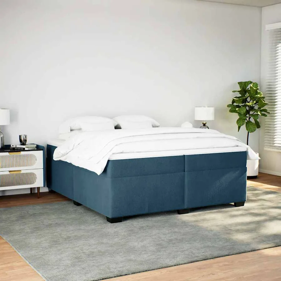 Sommier à lattes de lit et matelas Bleu foncé 200x200cm Velours - 3