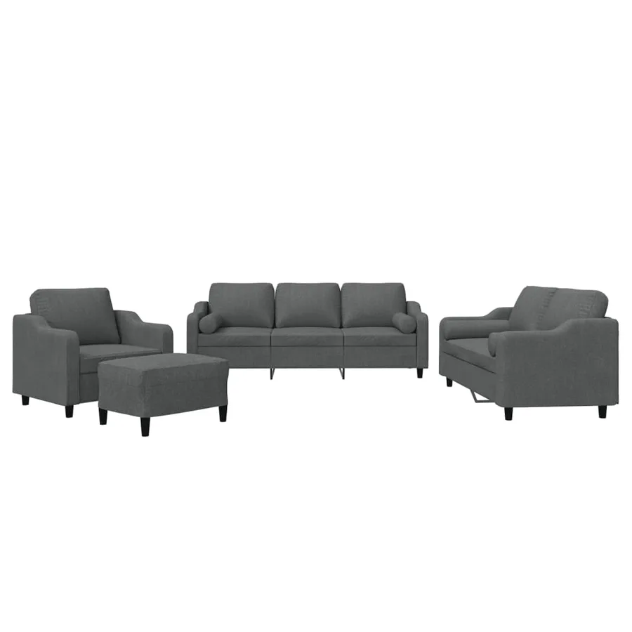 Ensemble de canapés 4 pcs coussins gris foncé tissu - 2