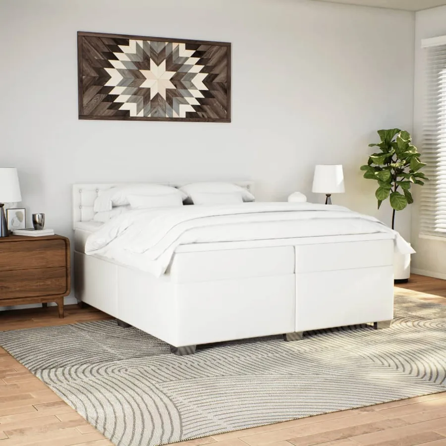 Sommier à lattes de lit avec matelas Blanc 200x200cm Similicuir - 3