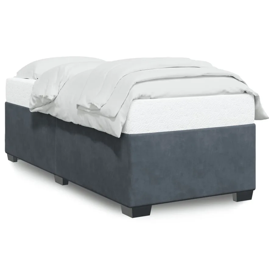 Cadre de lit sans matelas gris foncé 90x200 cm velours - 2