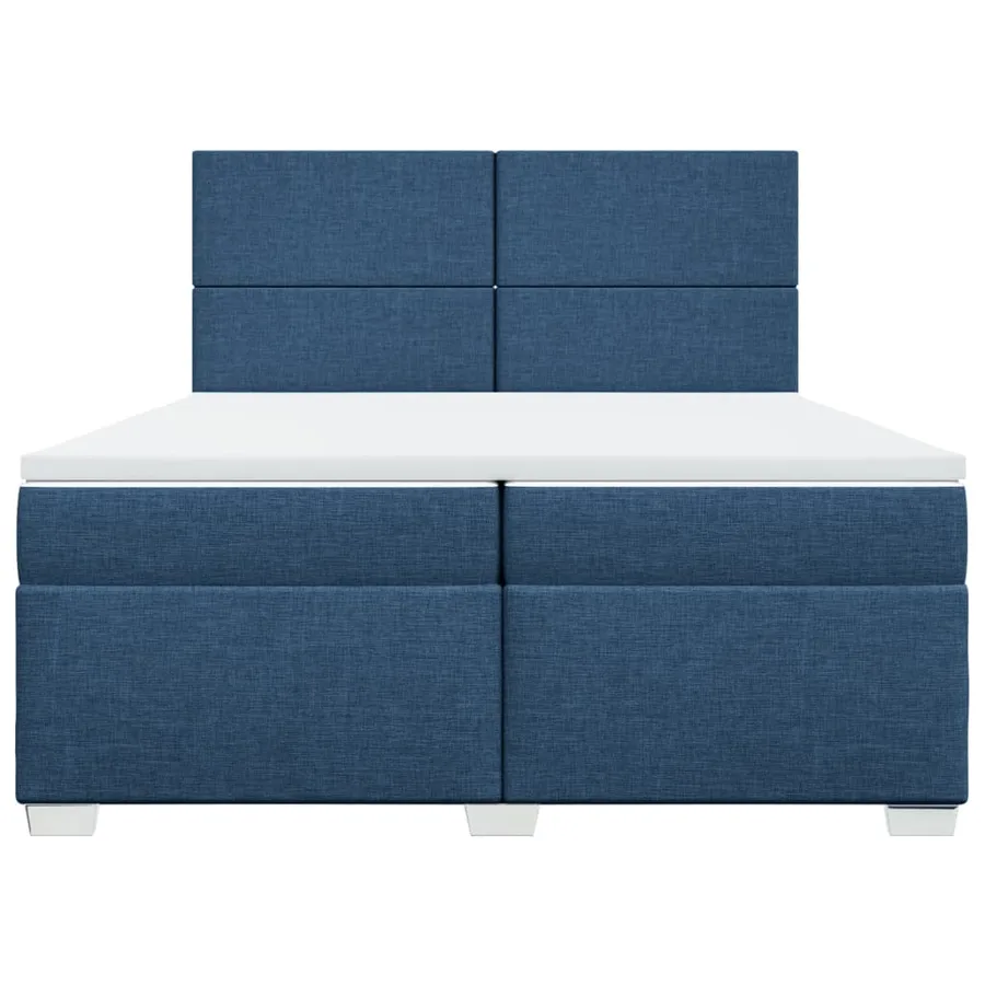 Sommier à lattes de lit avec matelas Bleu 200x200 cm Tissu - 4