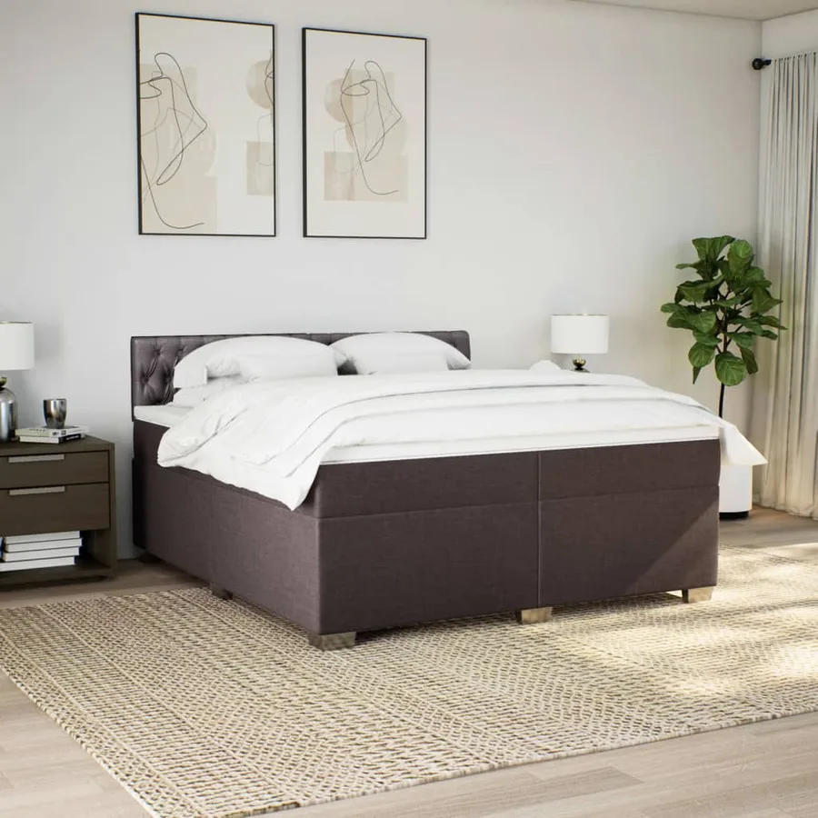 Sommier à lattes de lit avec matelas Marron foncé 200x200 cm - 3