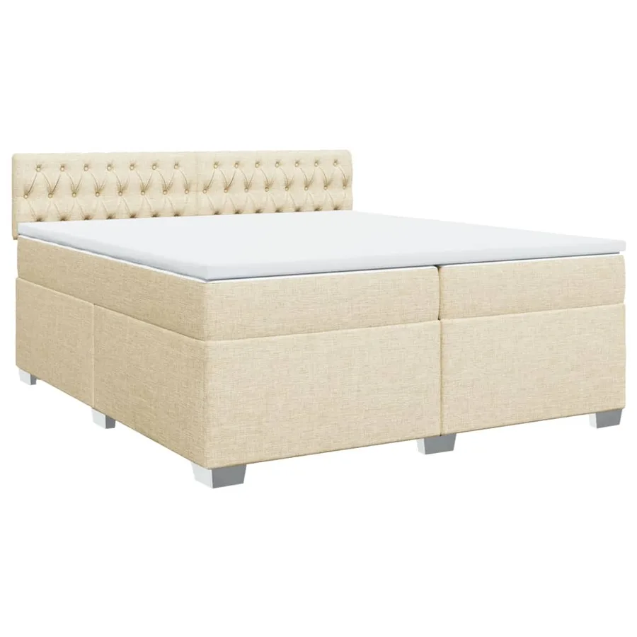 Sommier à lattes de lit avec matelas Crème 200x200 cm Tissu - 2