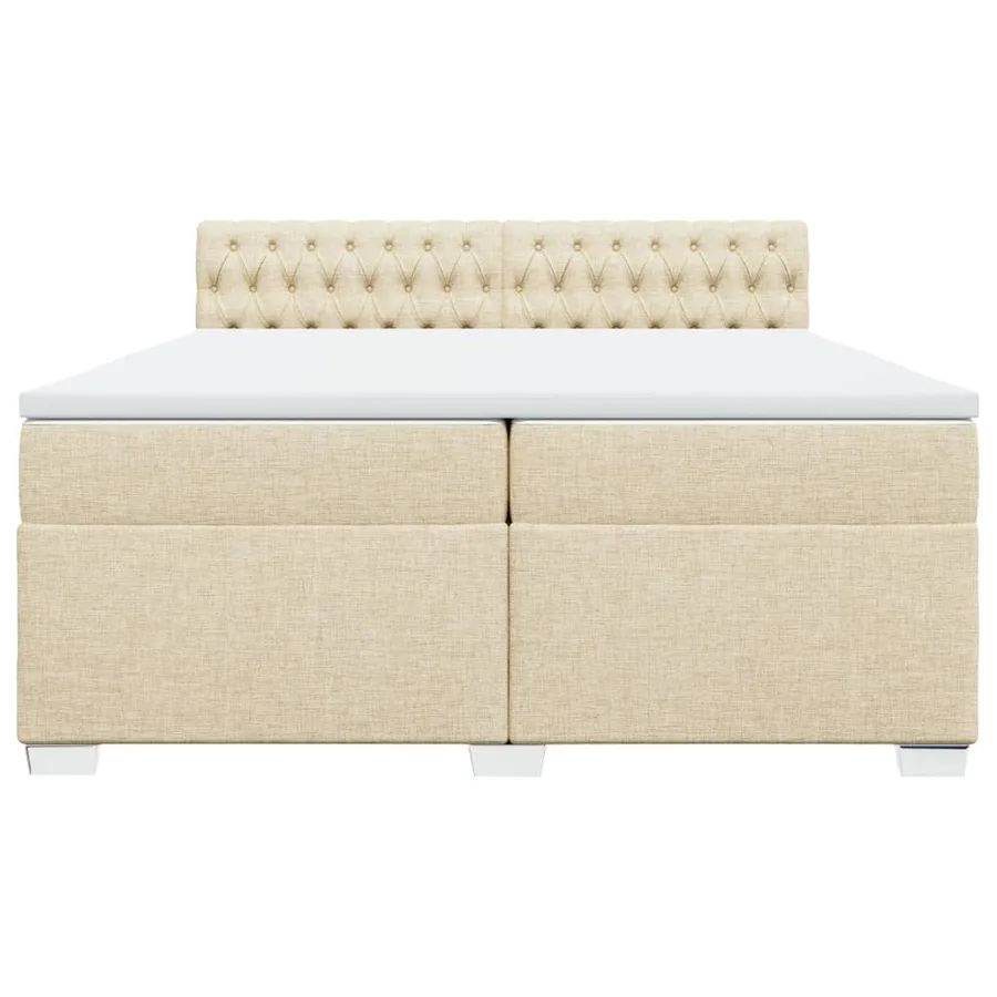 Sommier à lattes de lit avec matelas Crème 200x200 cm Tissu - 4