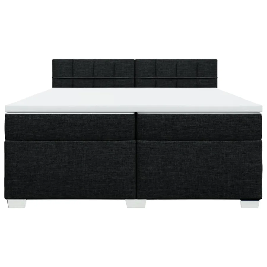 Sommier à lattes de lit avec matelas Noir 200x200 cm Tissu - 4