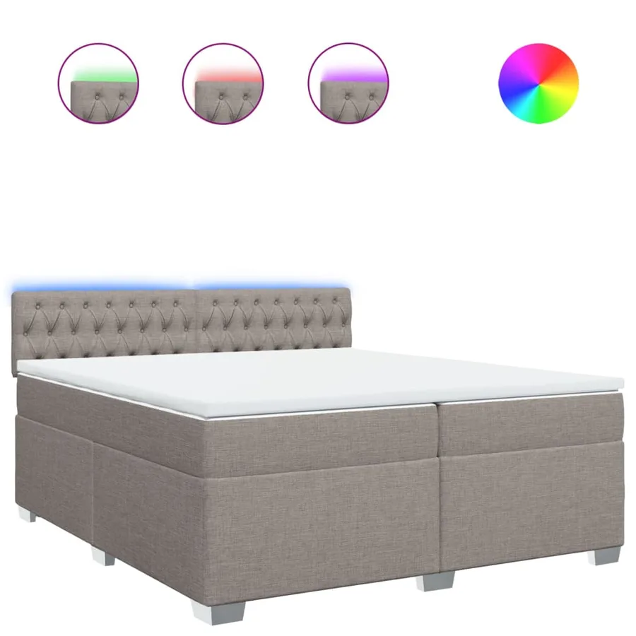 Sommier à lattes de lit avec matelas Taupe 200x200 cm Tissu - 2