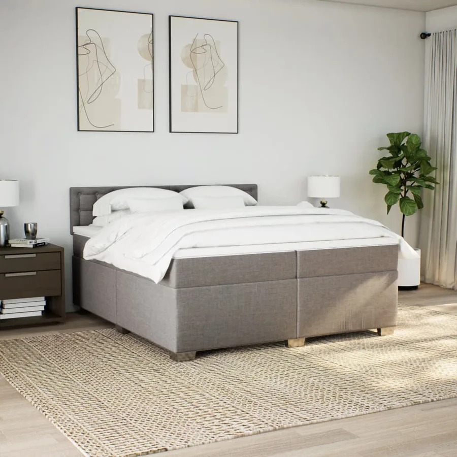 Sommier à lattes de lit avec matelas Taupe 200x200 cm Tissu - 3