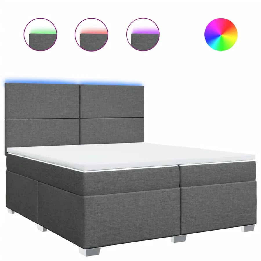 Sommier à lattes de lit avec matelas Gris foncé 200x200cm Tissu - 2