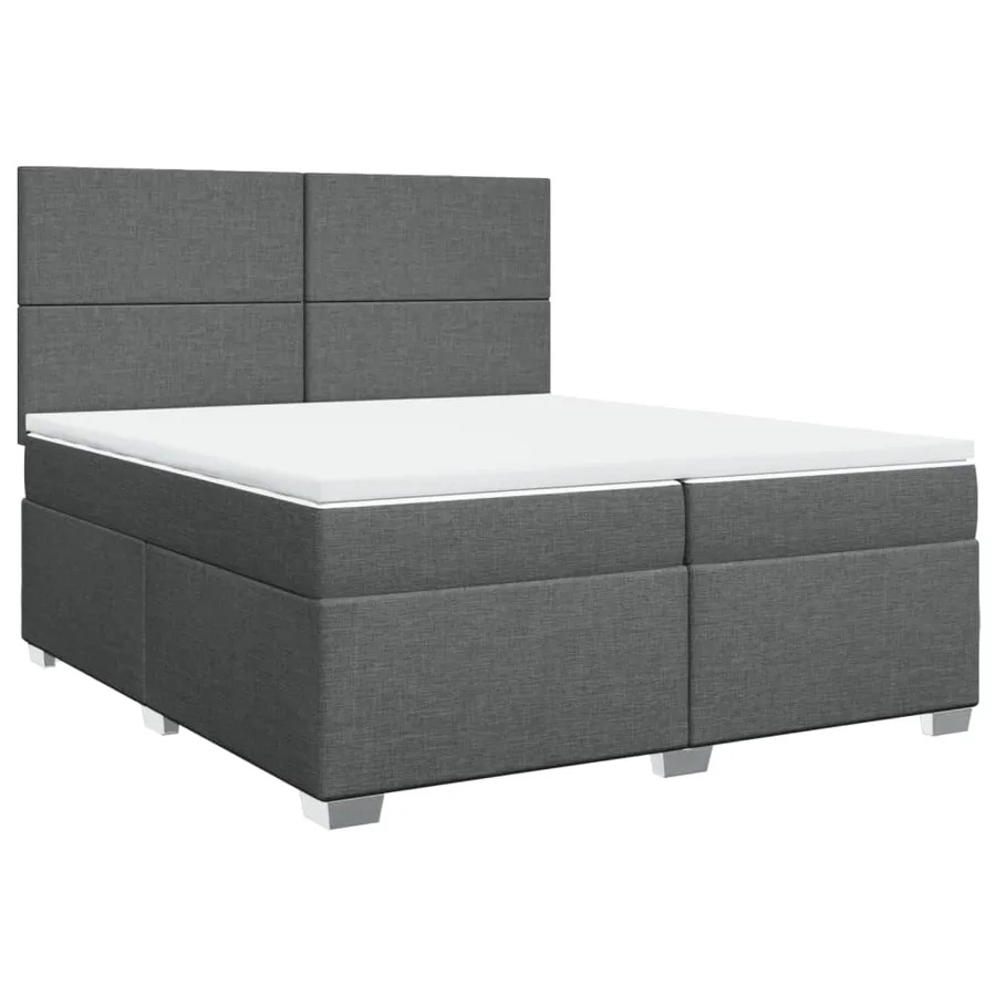 Sommier à lattes de lit avec matelas Gris foncé 200x200cm Tissu - 3