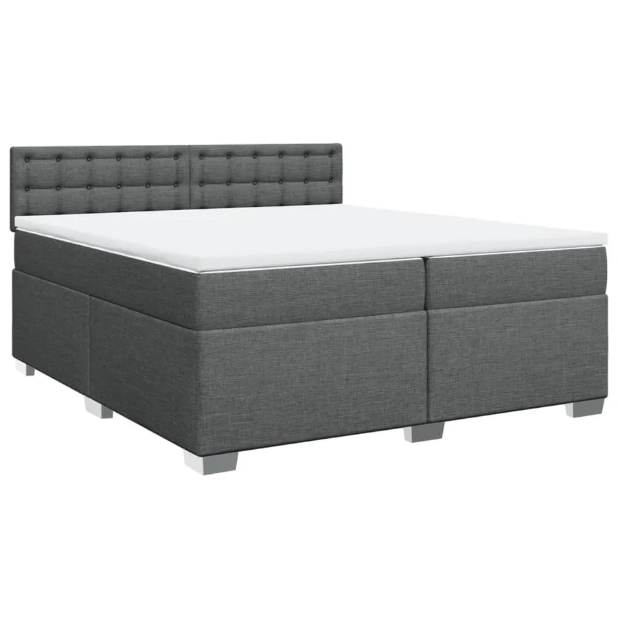 Sommier à lattes de lit avec matelas Gris foncé 200x200cm Tissu - 3