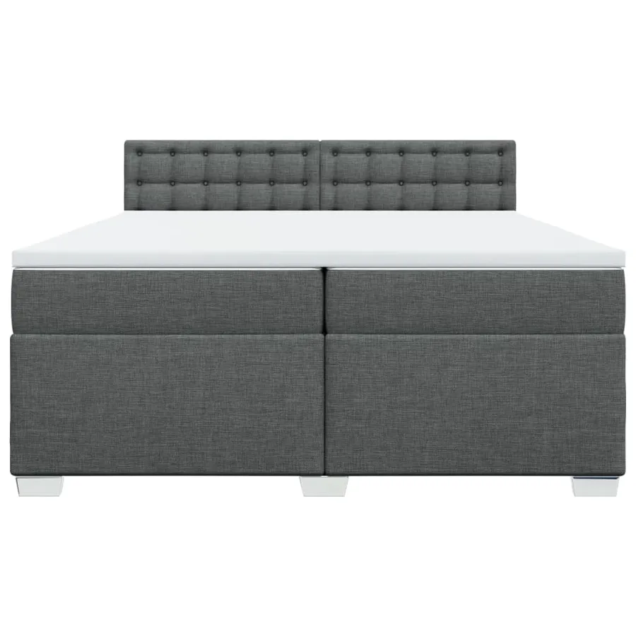 Sommier à lattes de lit avec matelas Gris foncé 200x200cm Tissu - 6