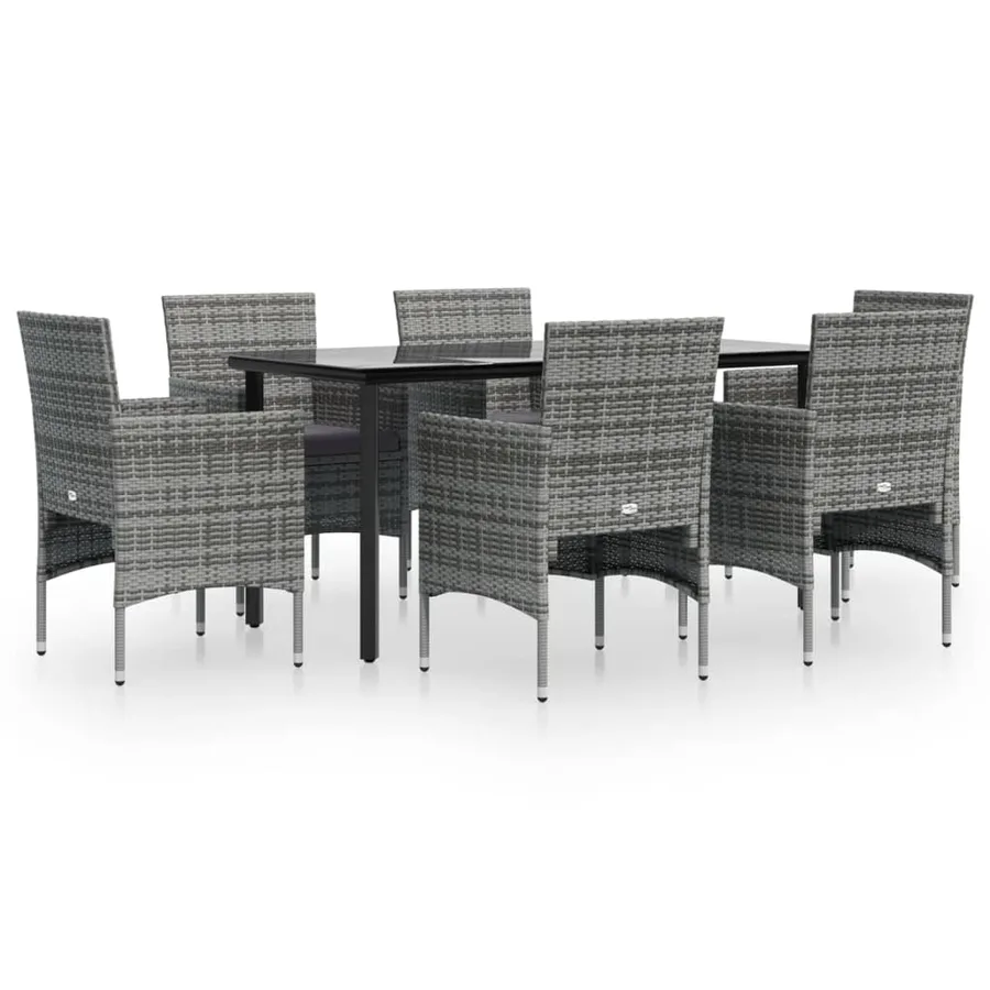 Garden dining set cushions 7 pcs Grey and black - 2