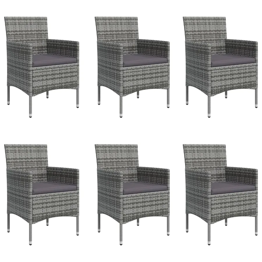 Garden dining set cushions 7 pcs Grey and black - 4