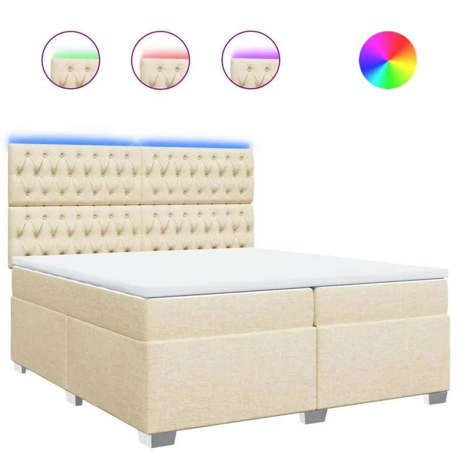 Sommier à lattes de lit avec matelas Crème 200x200 cm Tissu - 2