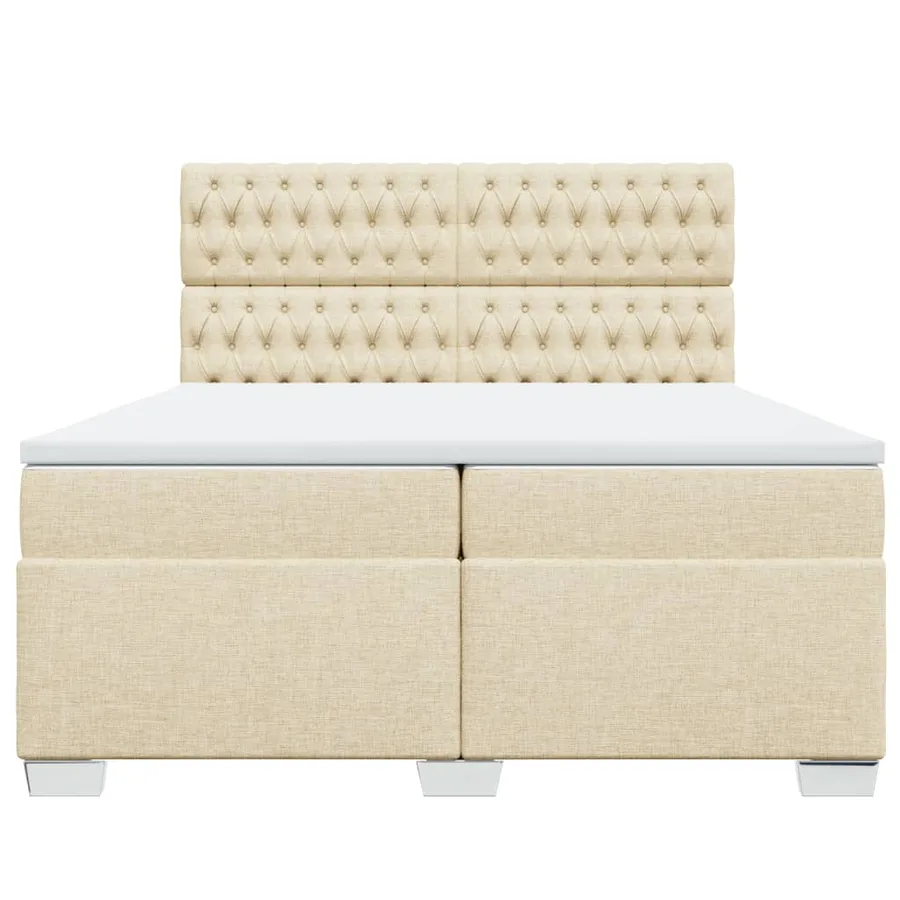 Sommier à lattes de lit avec matelas Crème 200x200 cm Tissu - 6