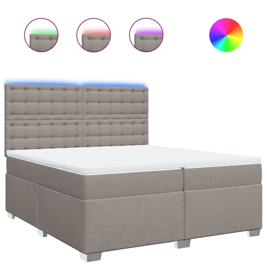 Sommier à lattes de lit avec matelas Taupe 200x200 cm Tissu - 2
