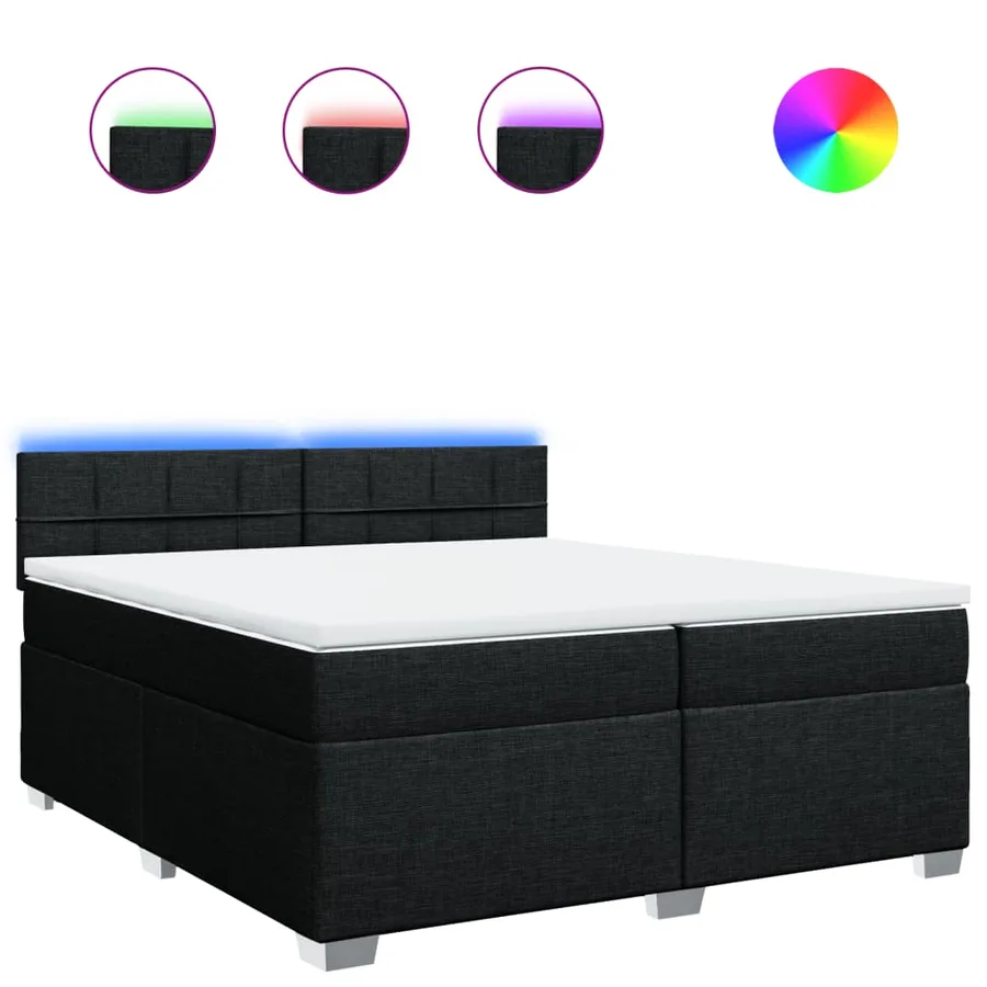 Sommier à lattes de lit avec matelas Noir 200x200 cm Tissu - 2