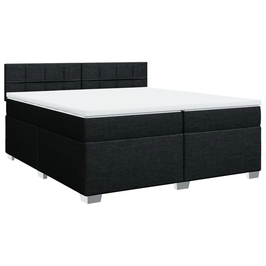 Sommier à lattes de lit avec matelas Noir 200x200 cm Tissu - 3