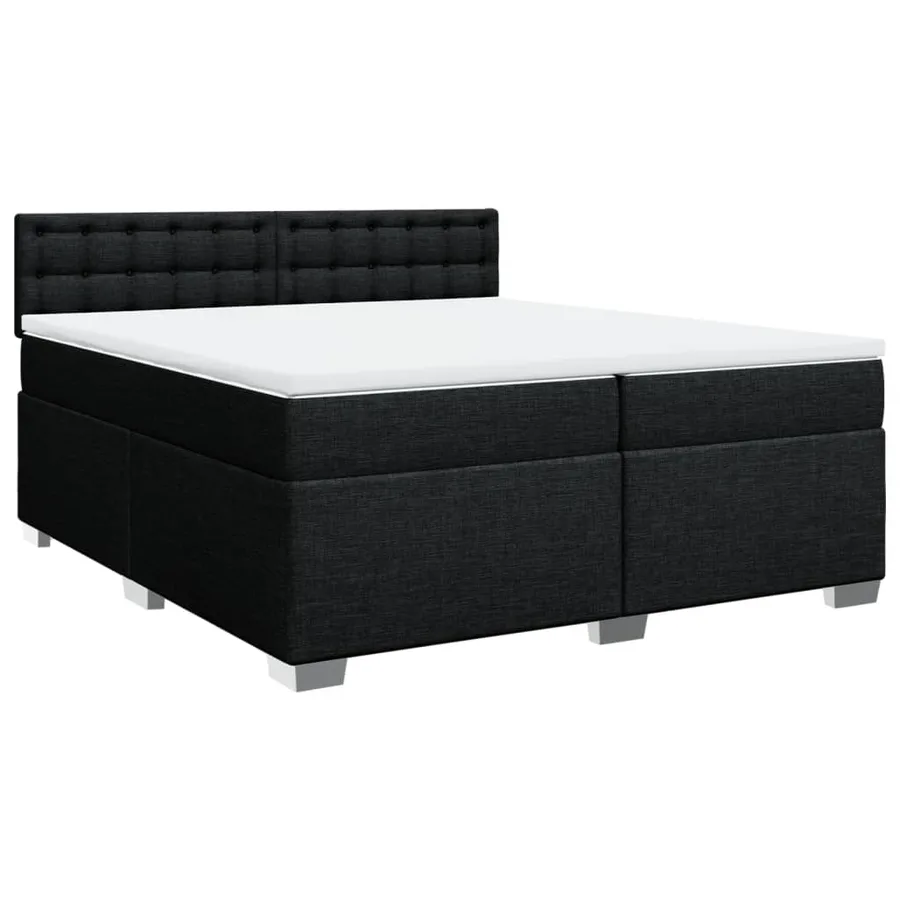 Sommier à lattes de lit avec matelas Noir 200x200 cm Tissu - 2