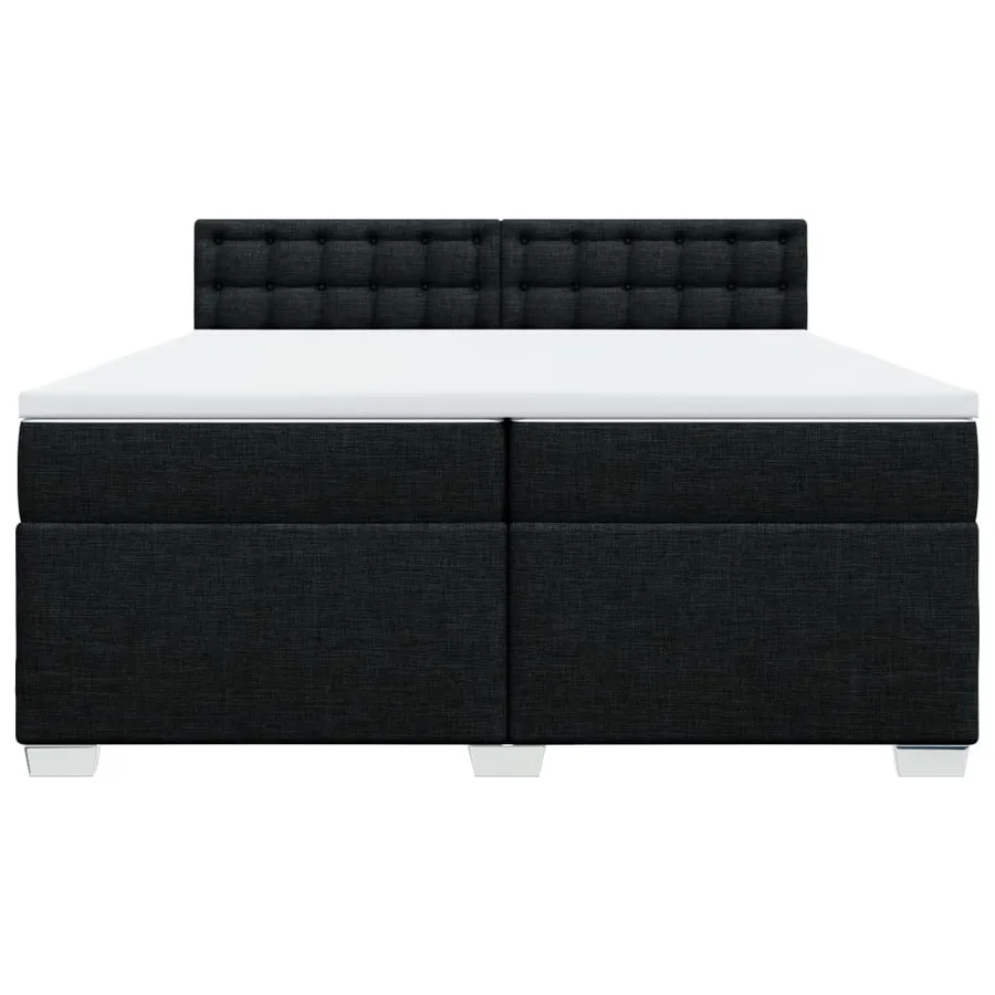 Sommier à lattes de lit avec matelas Noir 200x200 cm Tissu - 4