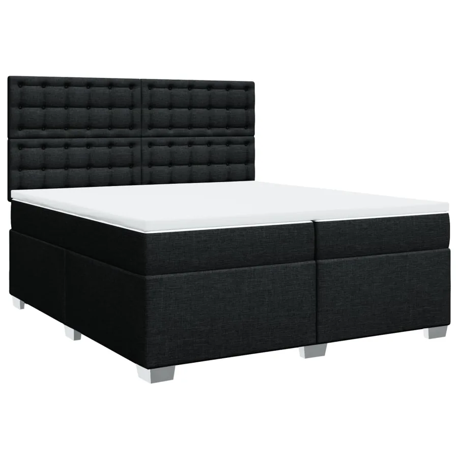 Sommier à lattes de lit avec matelas Noir 200x200 cm Tissu - 3