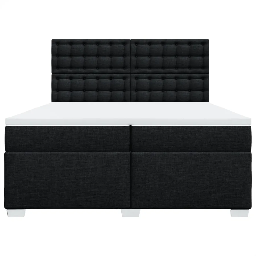 Sommier à lattes de lit avec matelas Noir 200x200 cm Tissu - 6