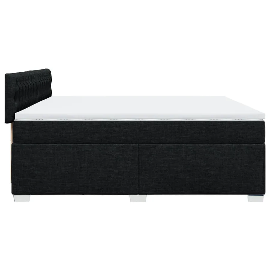 Sommier à lattes de lit avec matelas Noir 200x200 cm Tissu - 11