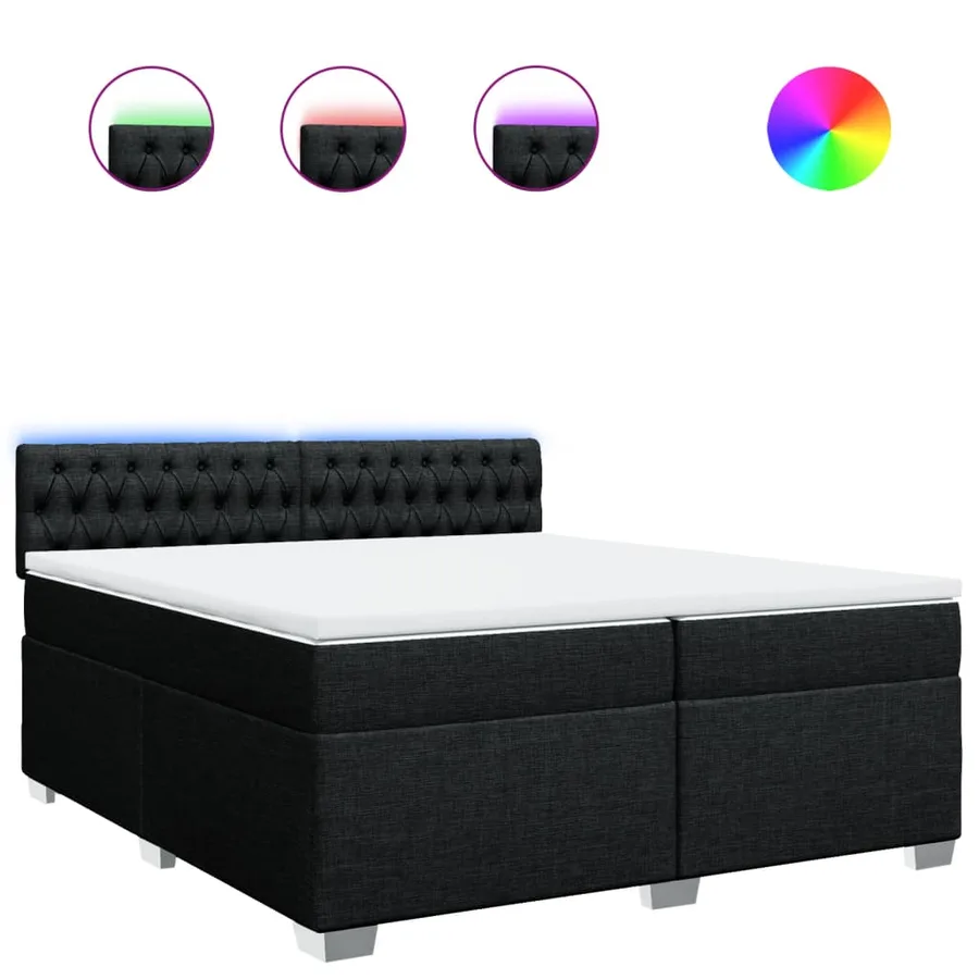 Sommier à lattes de lit avec matelas Noir 200x200 cm Tissu - 2