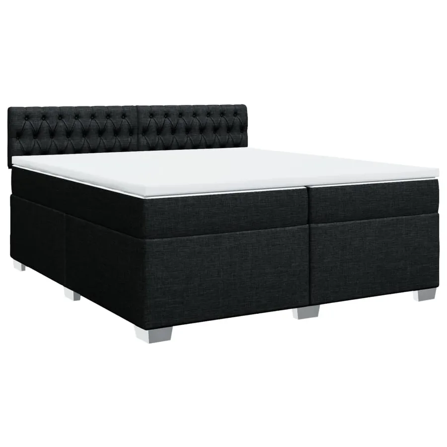 Sommier à lattes de lit avec matelas Noir 200x200 cm Tissu - 3