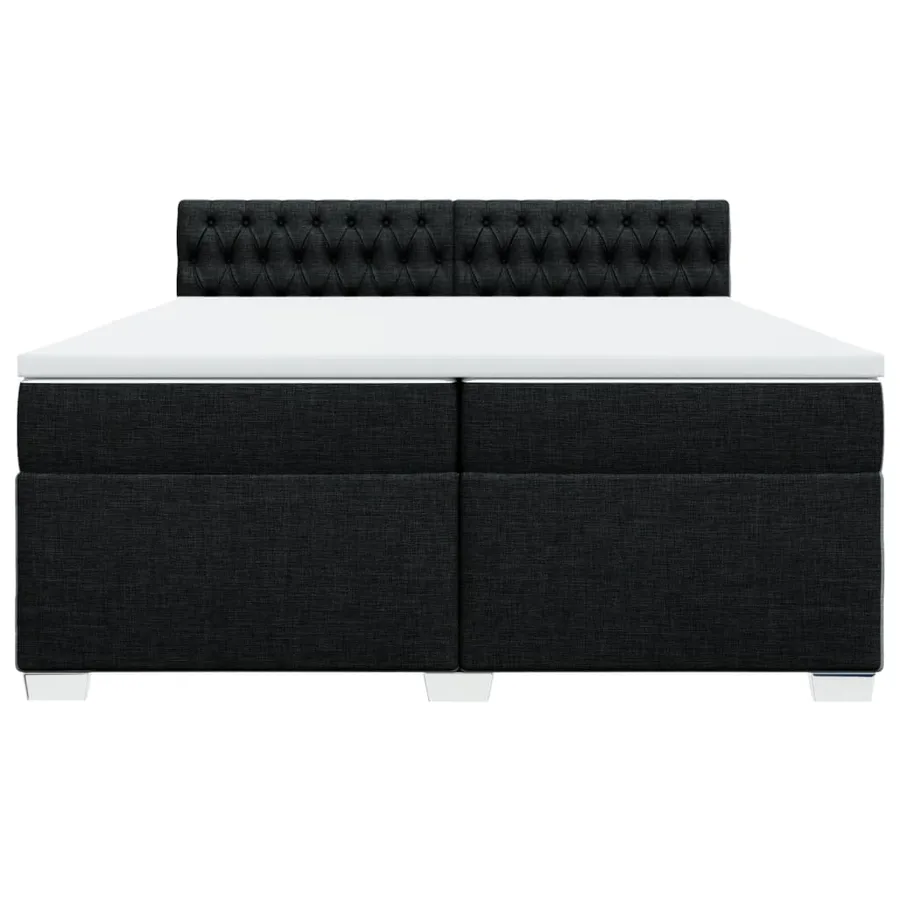 Sommier à lattes de lit avec matelas Noir 200x200 cm Tissu - 6