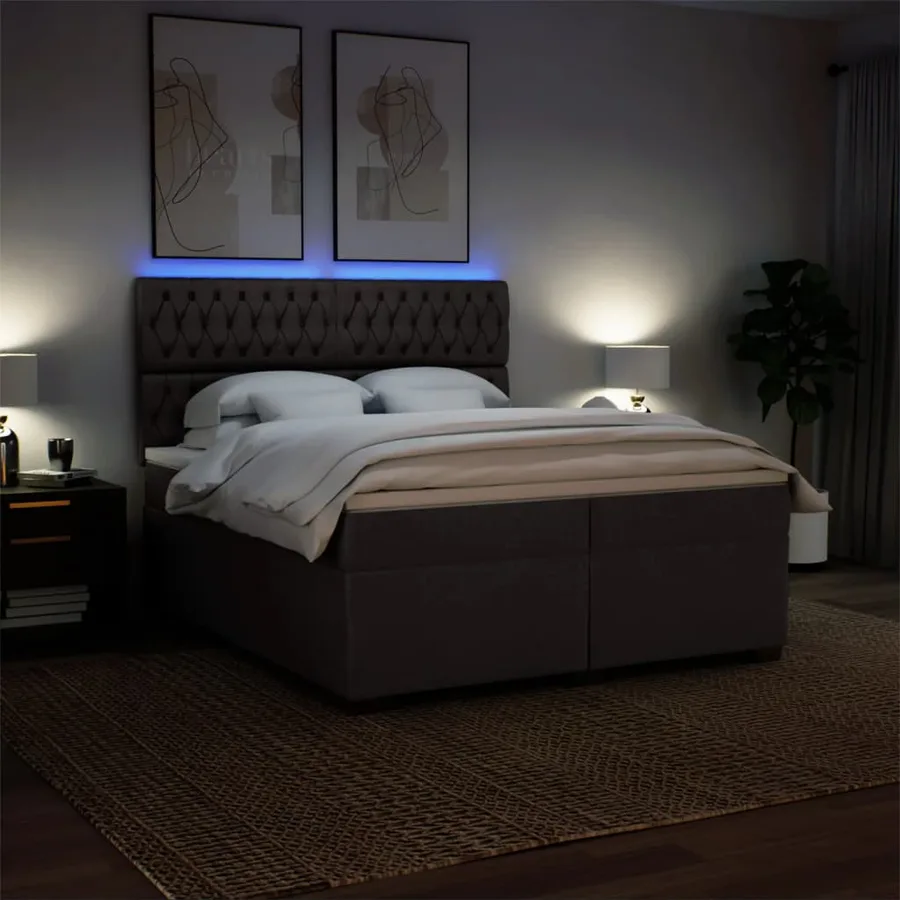 Sommier à lattes de lit avec matelas Marron foncé 200x200 cm - 5